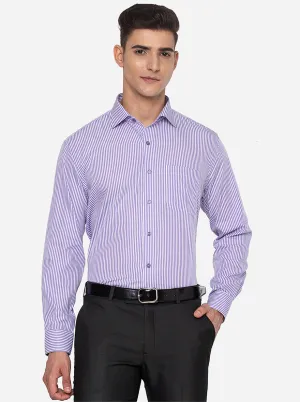 White & Purple Striped Regular Fit Formal Shirt | JadeBlue
