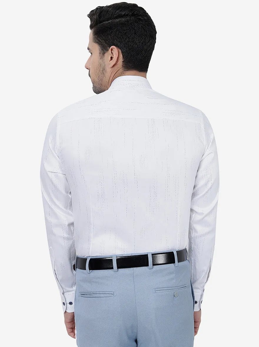 White Printed Slim Fit Party Wear Shirt | JB Studio