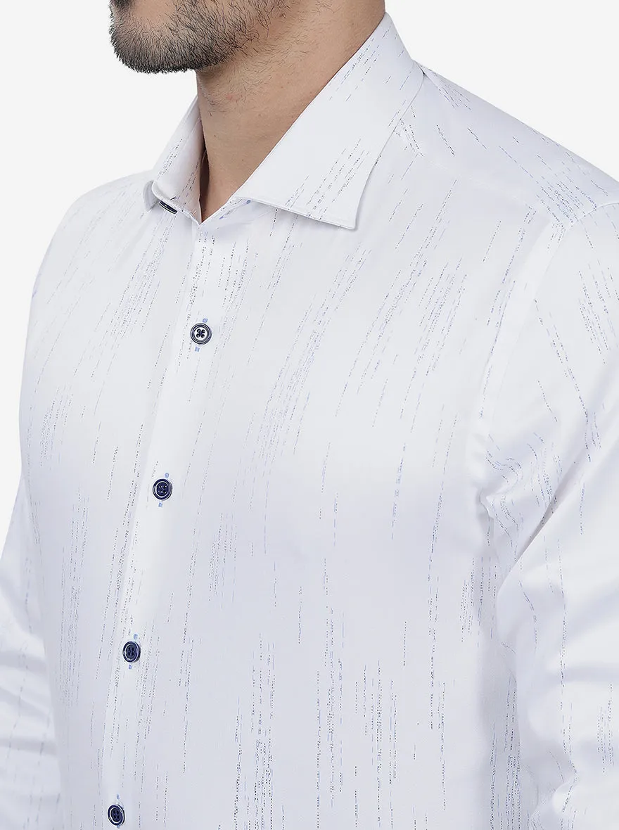 White Printed Slim Fit Party Wear Shirt | JB Studio