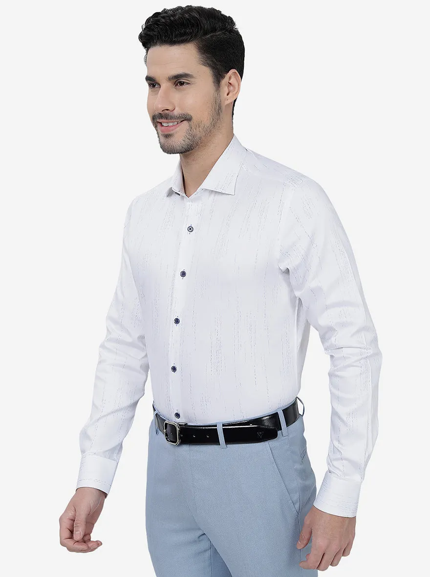 White Printed Slim Fit Party Wear Shirt | JB Studio