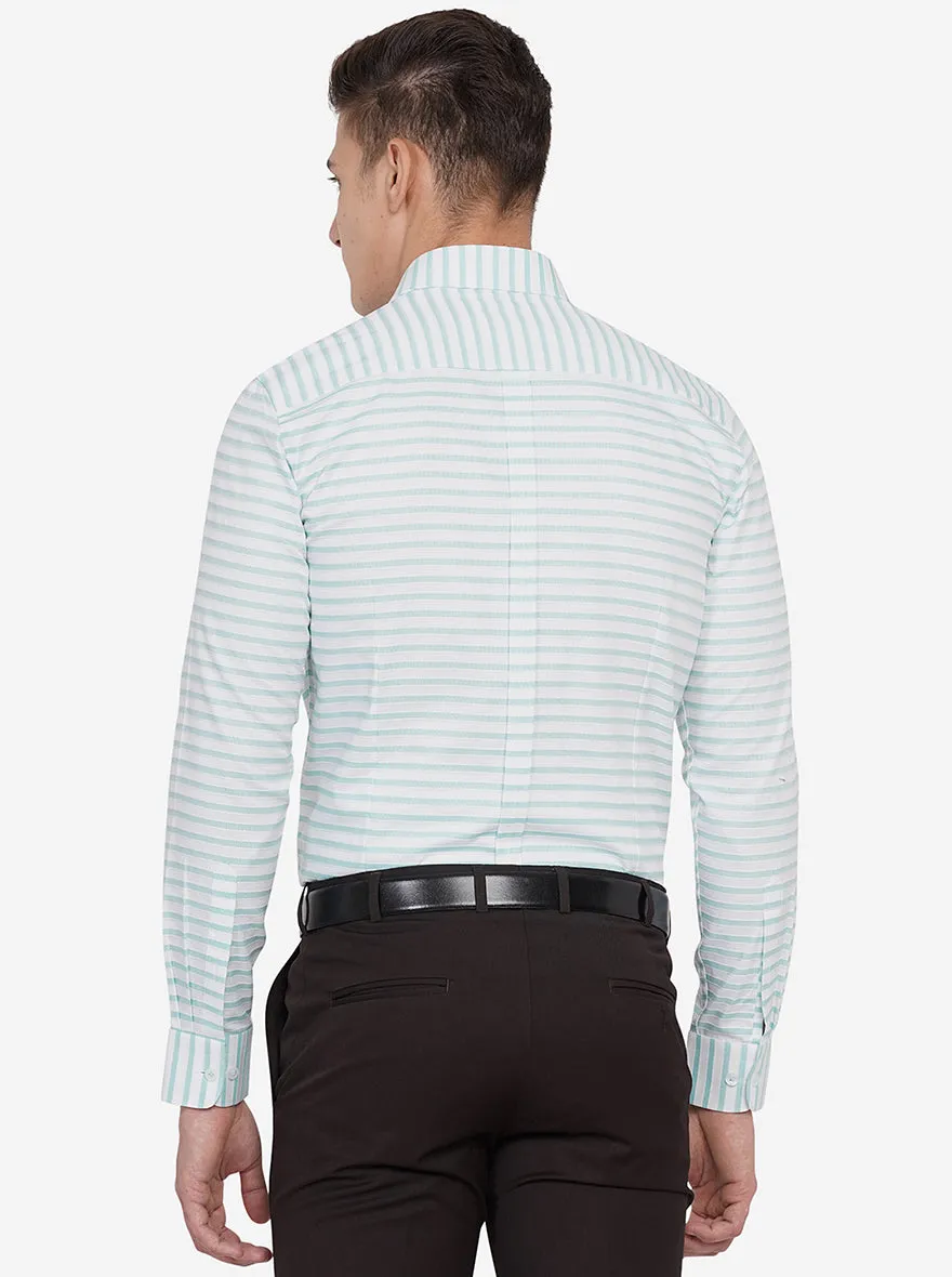 White Striped Slim Fit Formal Shirt | JadeBlue