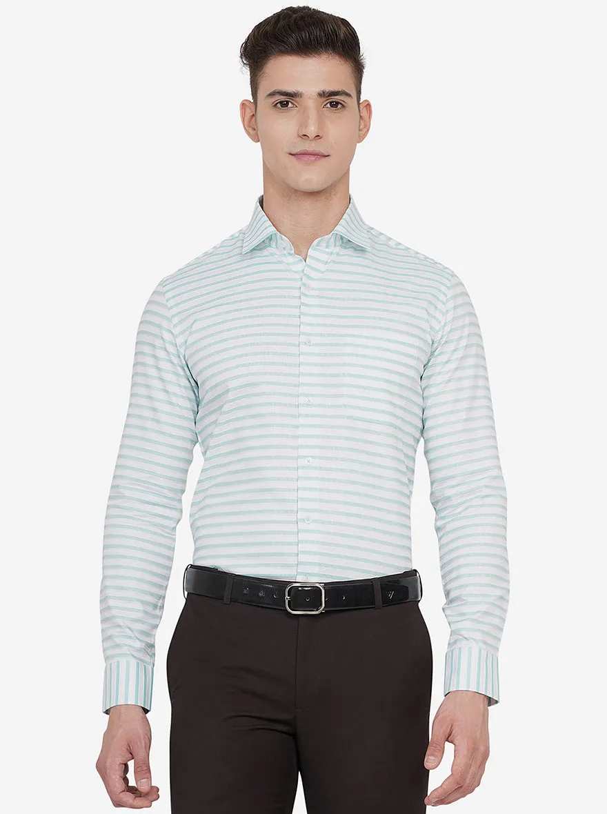 White Striped Slim Fit Formal Shirt | JadeBlue