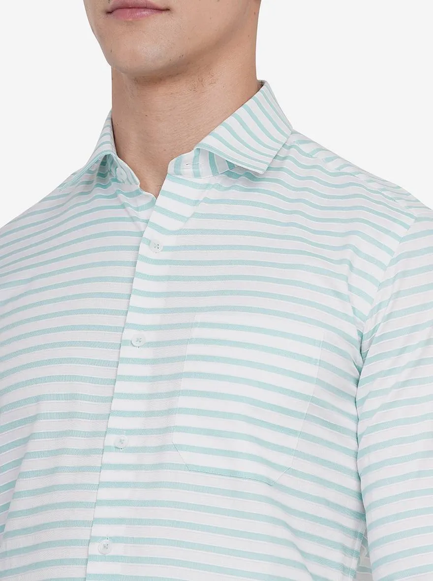 White Striped Slim Fit Formal Shirt | JadeBlue