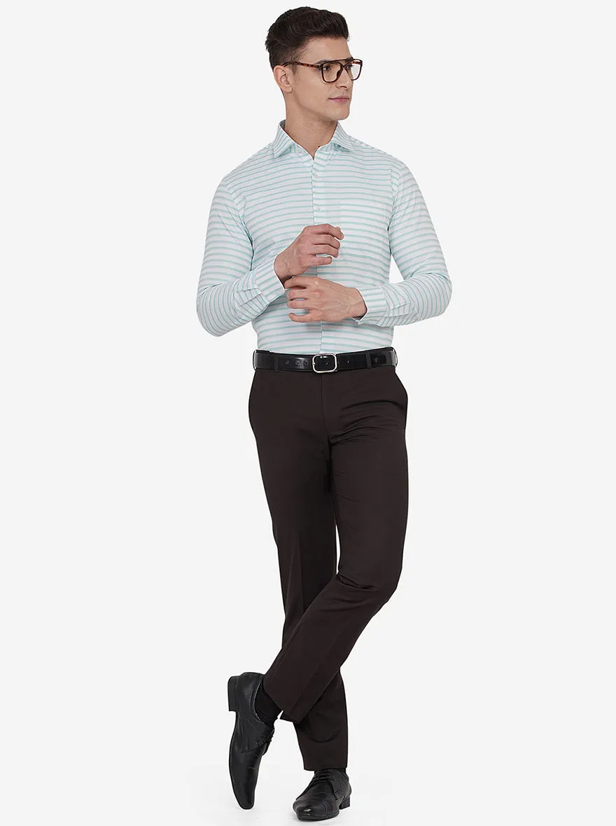 White Striped Slim Fit Formal Shirt | JadeBlue
