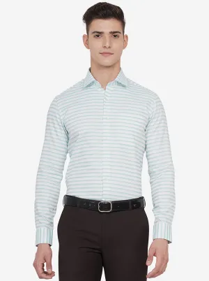 White Striped Slim Fit Formal Shirt | JadeBlue