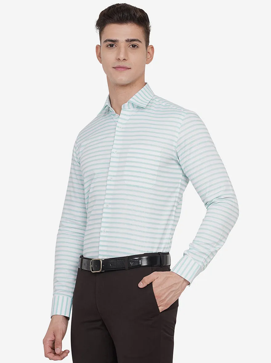 White Striped Slim Fit Formal Shirt | JadeBlue