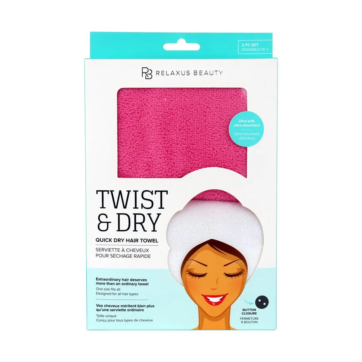Wholesale Twist & Dry Quick Dry Hair Towel 2-Pack (Various Colours)
