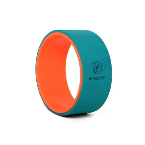 WISELIFE Yoga Wheel For Men & Women | Big Circle Wheel For Abs, Home Training, Deep Tissue Massage, Back Pain, Stretching, Back Bends,Sweat Resistant | 12.75x5.75 inch (Teal-Dark Orange)