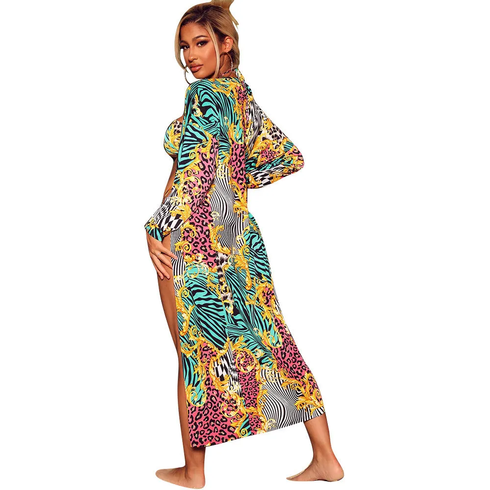 Women's Fashion Print Cape Two Piece Swimsuit trendy