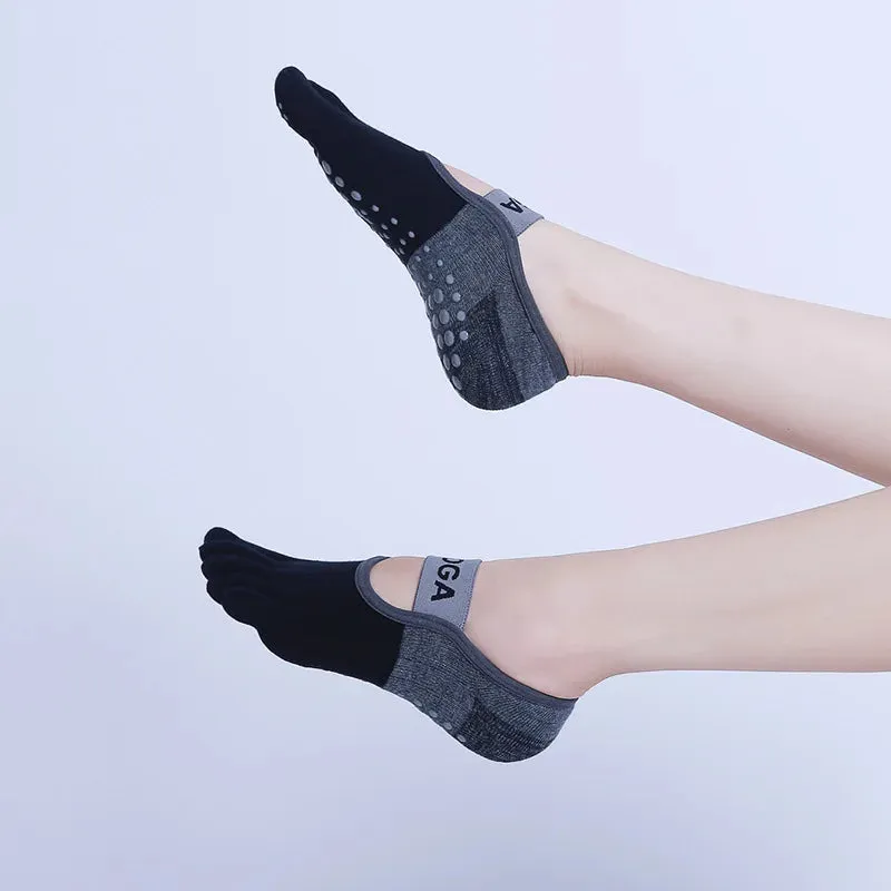 Women's Five-Toe Yoga Socks – Non-Slip, Backless, Breathable Cotton Socks for Pilates