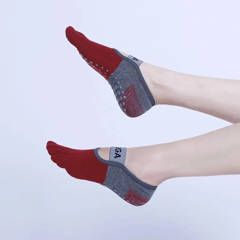 Women's Five-Toe Yoga Socks – Non-Slip, Backless, Breathable Cotton Socks for Pilates