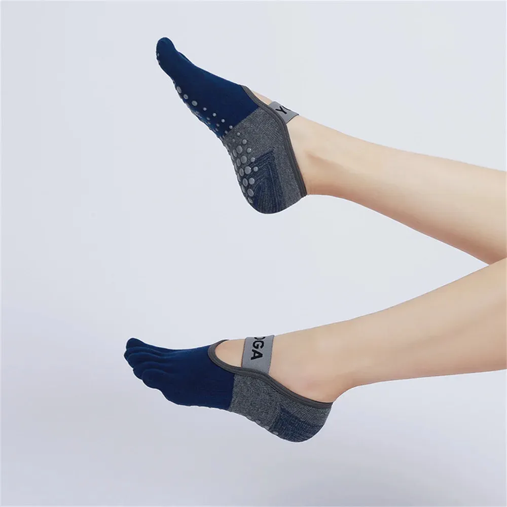Women's Five-Toe Yoga Socks – Non-Slip, Backless, Breathable Cotton Socks for Pilates