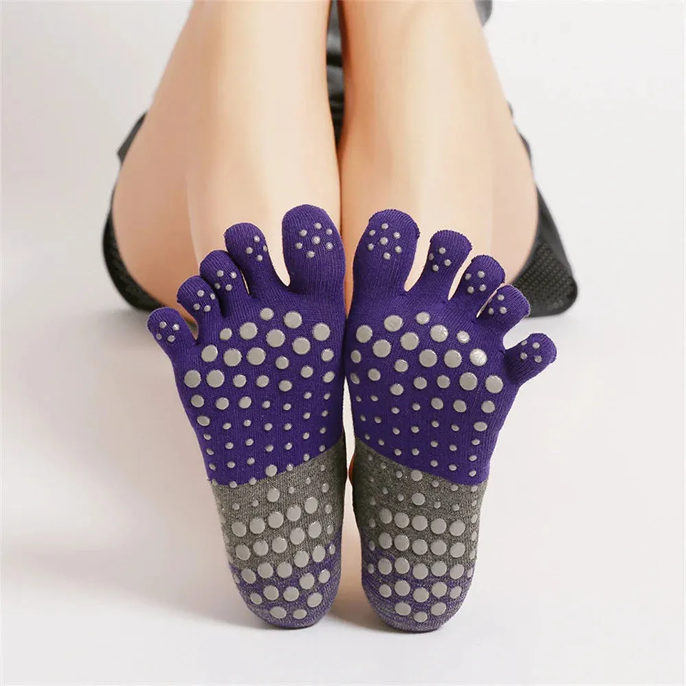 Women's Five-Toe Yoga Socks – Non-Slip, Backless, Breathable Cotton Socks for Pilates