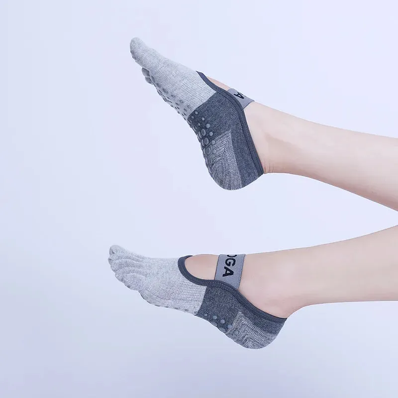 Women's Five-Toe Yoga Socks – Non-Slip, Backless, Breathable Cotton Socks for Pilates