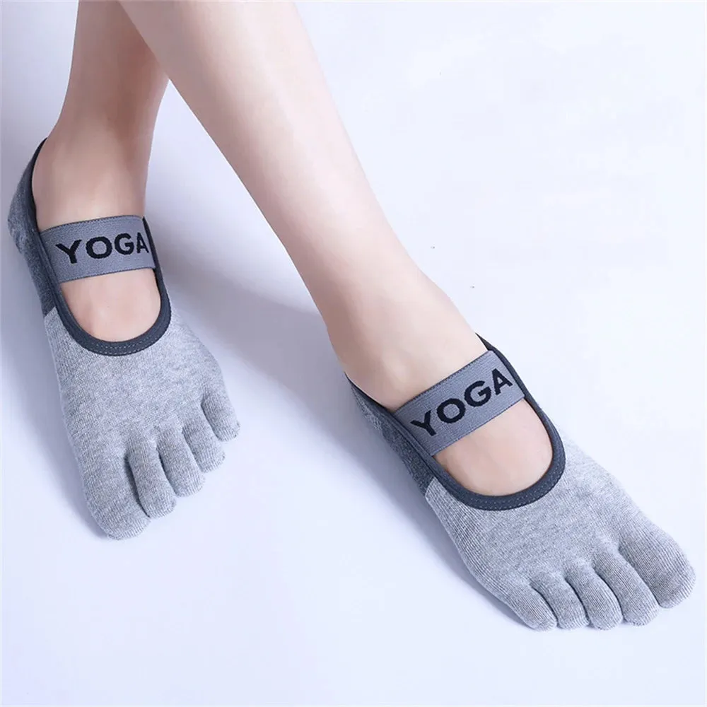 Women's Five-Toe Yoga Socks – Non-Slip, Backless, Breathable Cotton Socks for Pilates