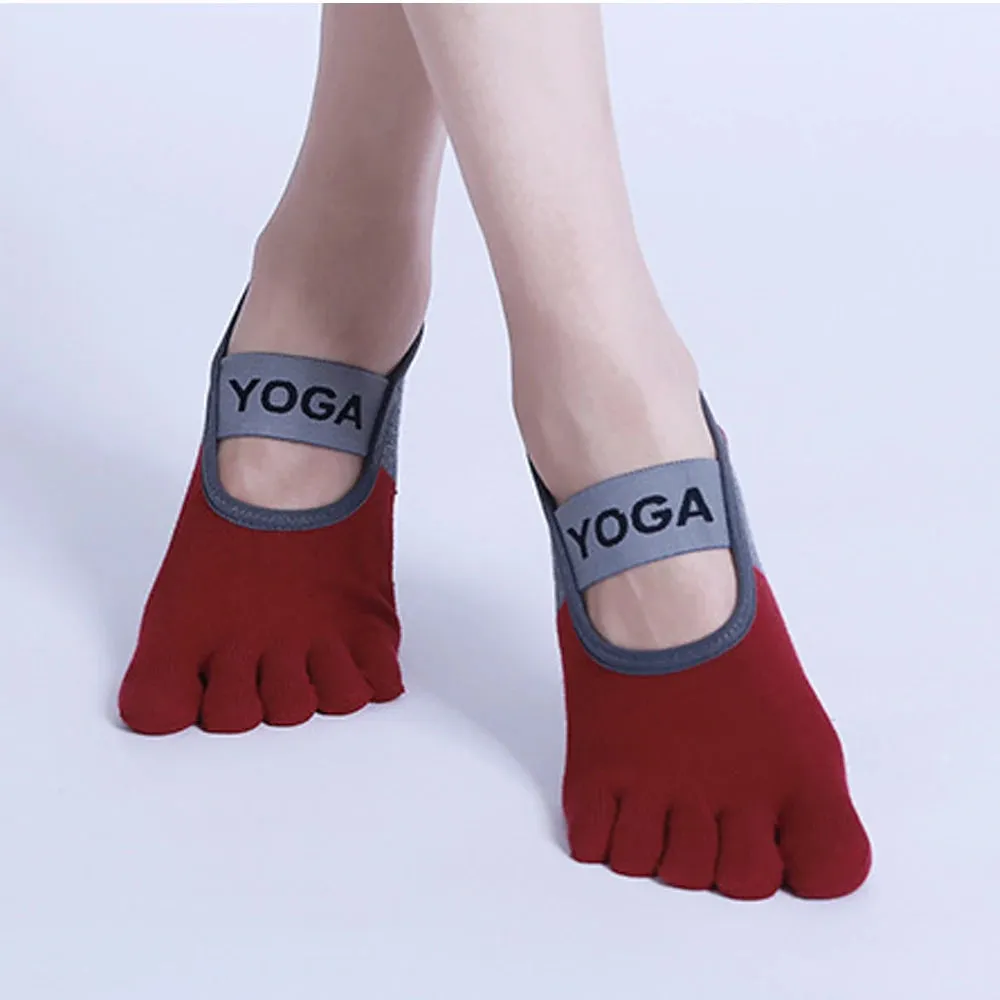 Women's Five-Toe Yoga Socks – Non-Slip, Backless, Breathable Cotton Socks for Pilates