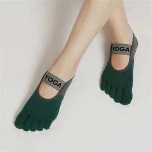 Women's Five-Toe Yoga Socks – Non-Slip, Backless, Breathable Cotton Socks for Pilates
