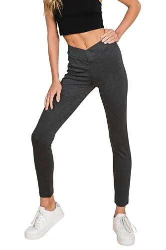 Womens Jeans - Stretch Workout Crossover V Back Leggings for Women Crossover High Waisted Pants
