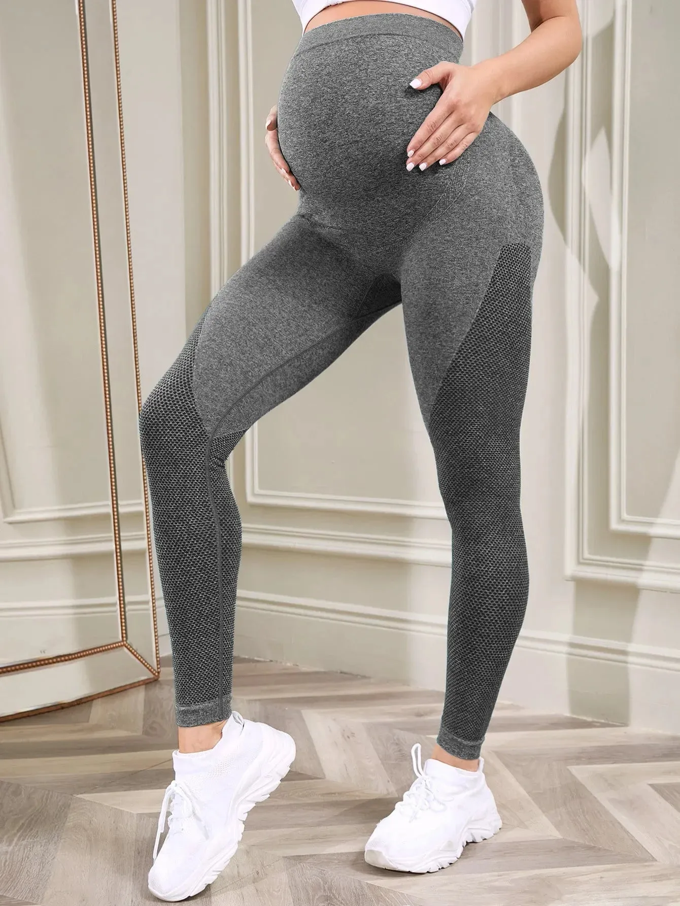 Women's Maternity Over - Belly Full - Length Pregnancy Yoga Pants - Ideal for Workout & Active Wear