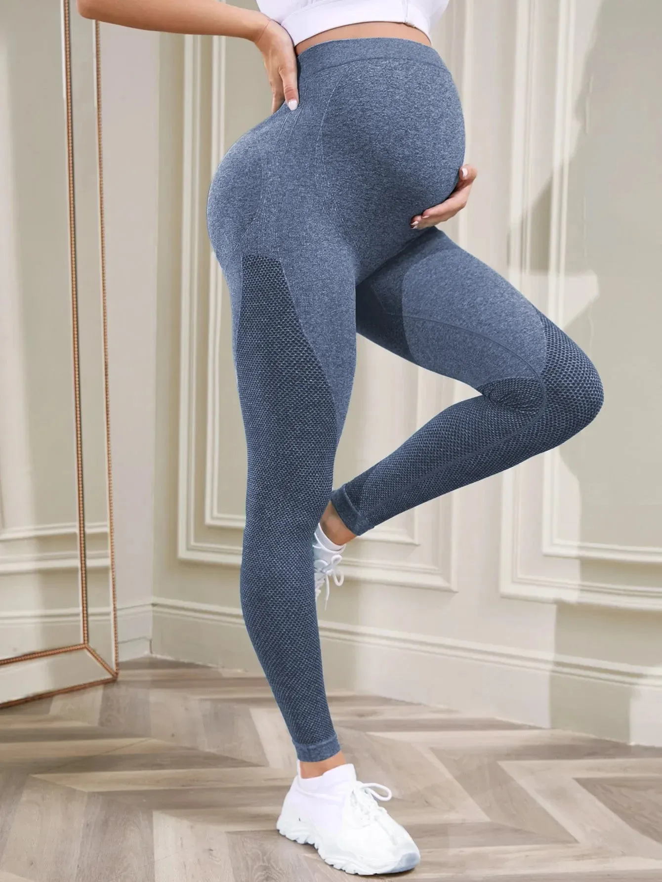 Women's Maternity Over - Belly Full - Length Pregnancy Yoga Pants - Ideal for Workout & Active Wear
