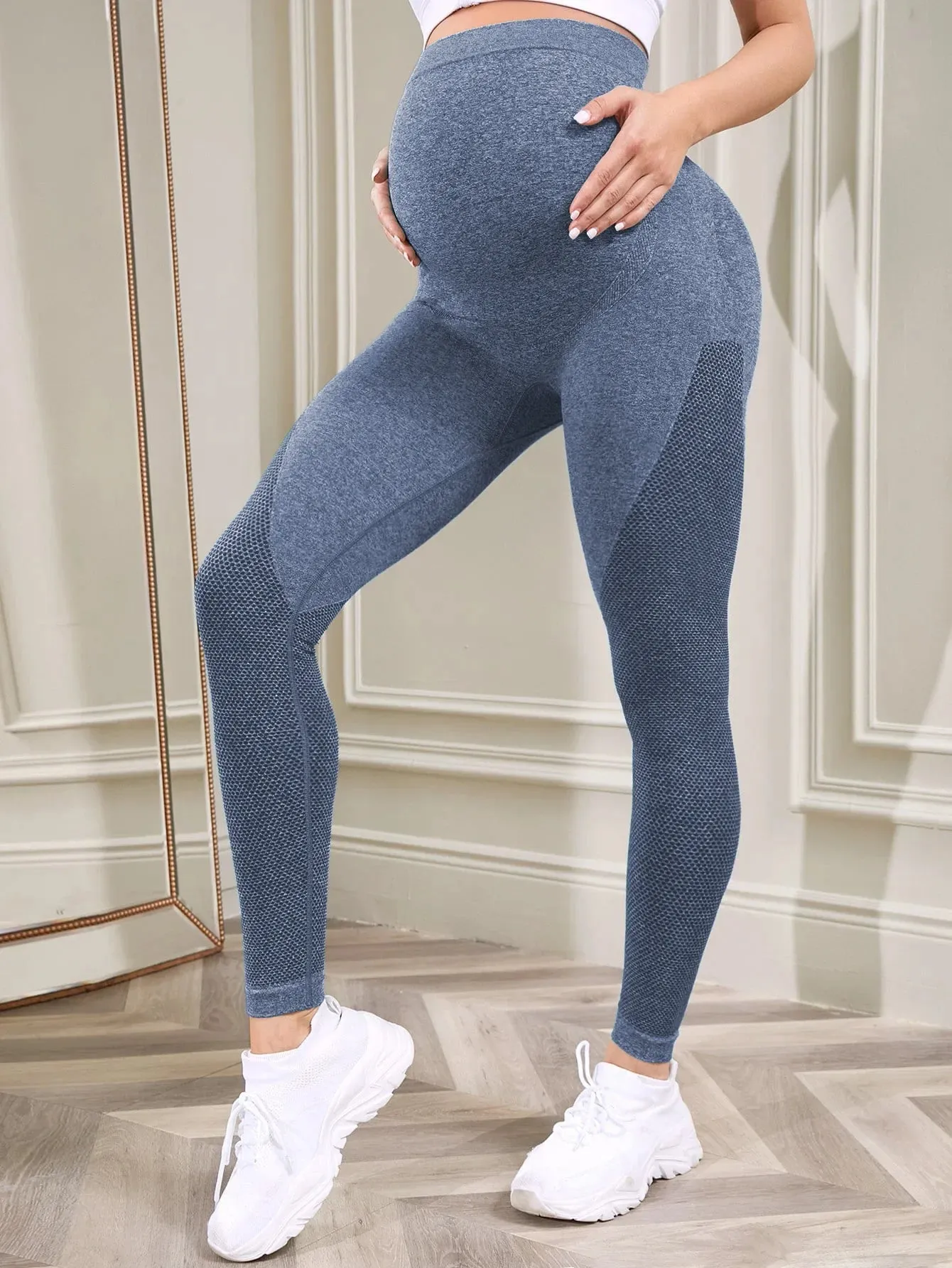 Women's Maternity Over - Belly Full - Length Pregnancy Yoga Pants - Ideal for Workout & Active Wear