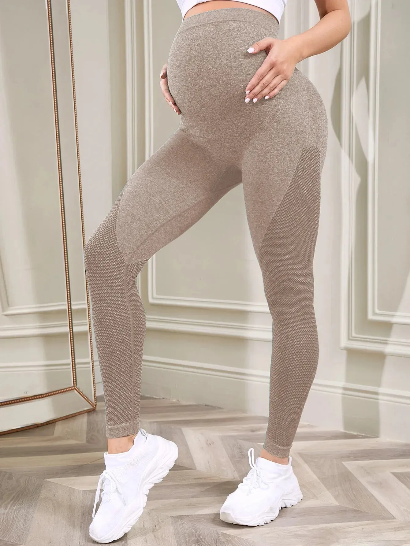 Women's Maternity Over - Belly Full - Length Pregnancy Yoga Pants - Ideal for Workout & Active Wear