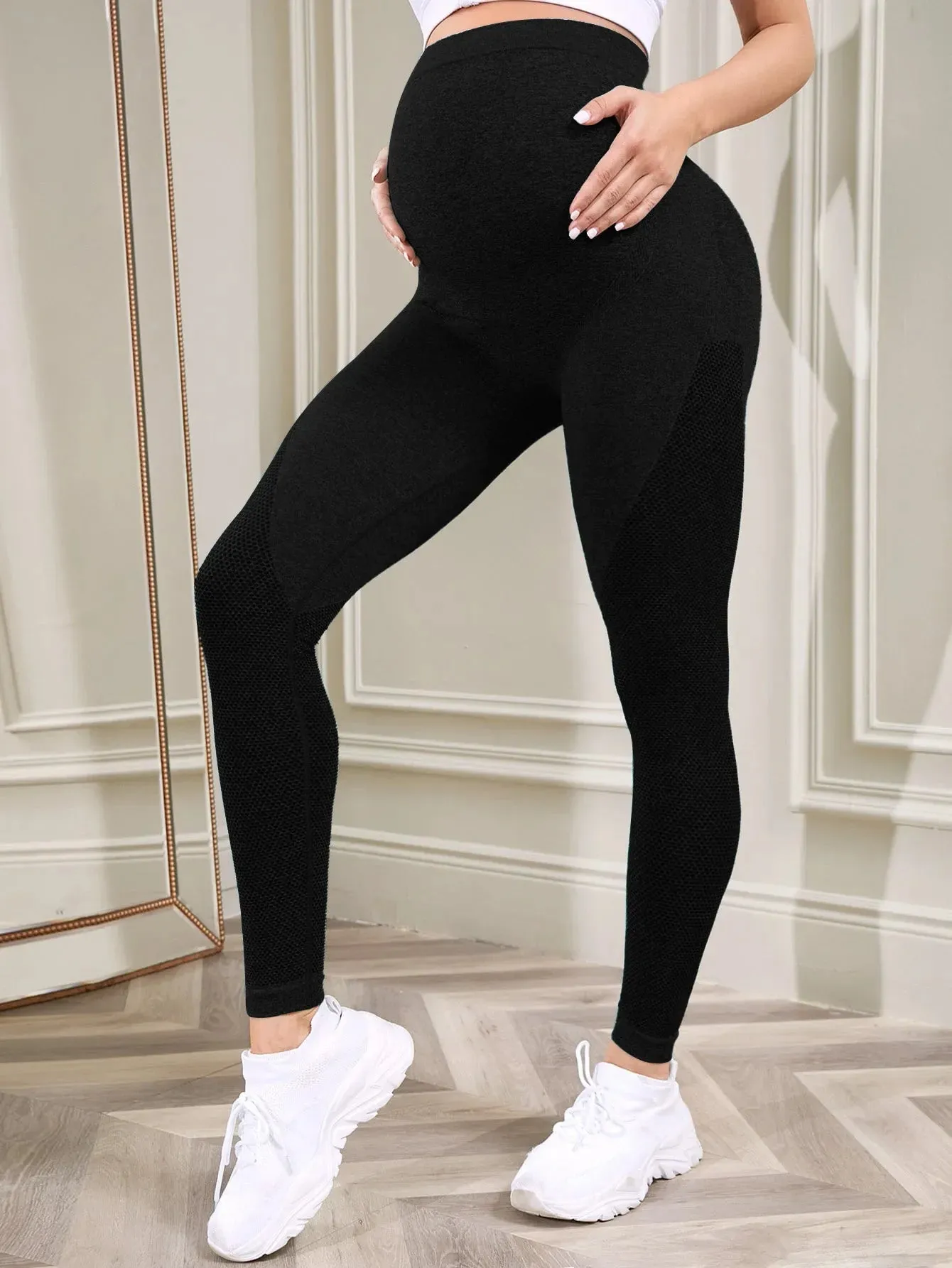 Women's Maternity Over - Belly Full - Length Pregnancy Yoga Pants - Ideal for Workout & Active Wear