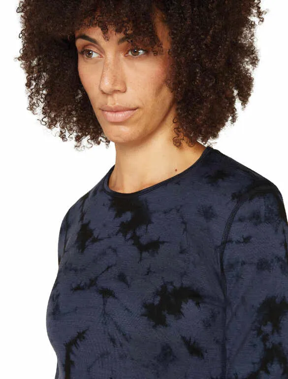 WOMEN'S MERINO 200 OASIS LONG SLEEVE CREWE THERMAL TOP CLOUD DYE -GRAPHITE/BLACK