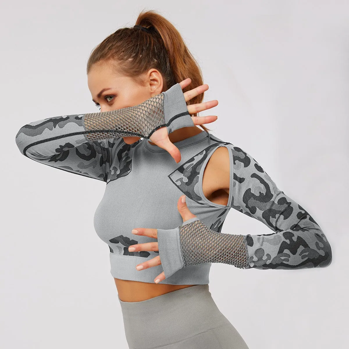 Workout Sports Crop Top Long Sleeve