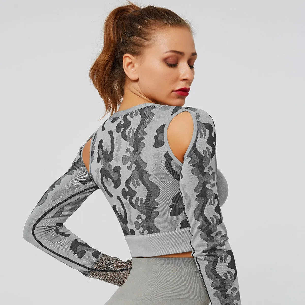Workout Sports Crop Top Long Sleeve