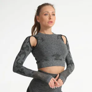 Workout Sports Crop Top Long Sleeve