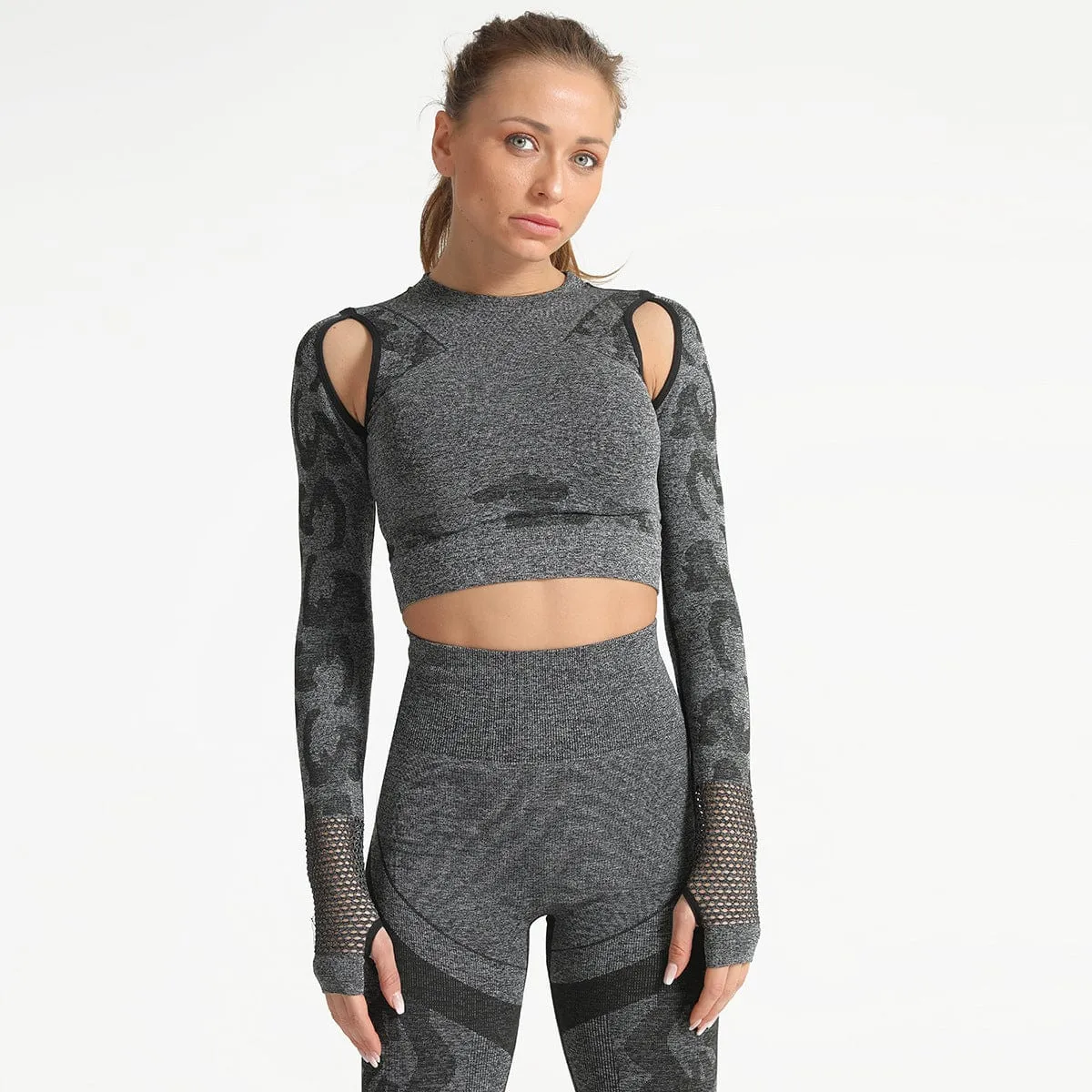 Workout Sports Crop Top Long Sleeve