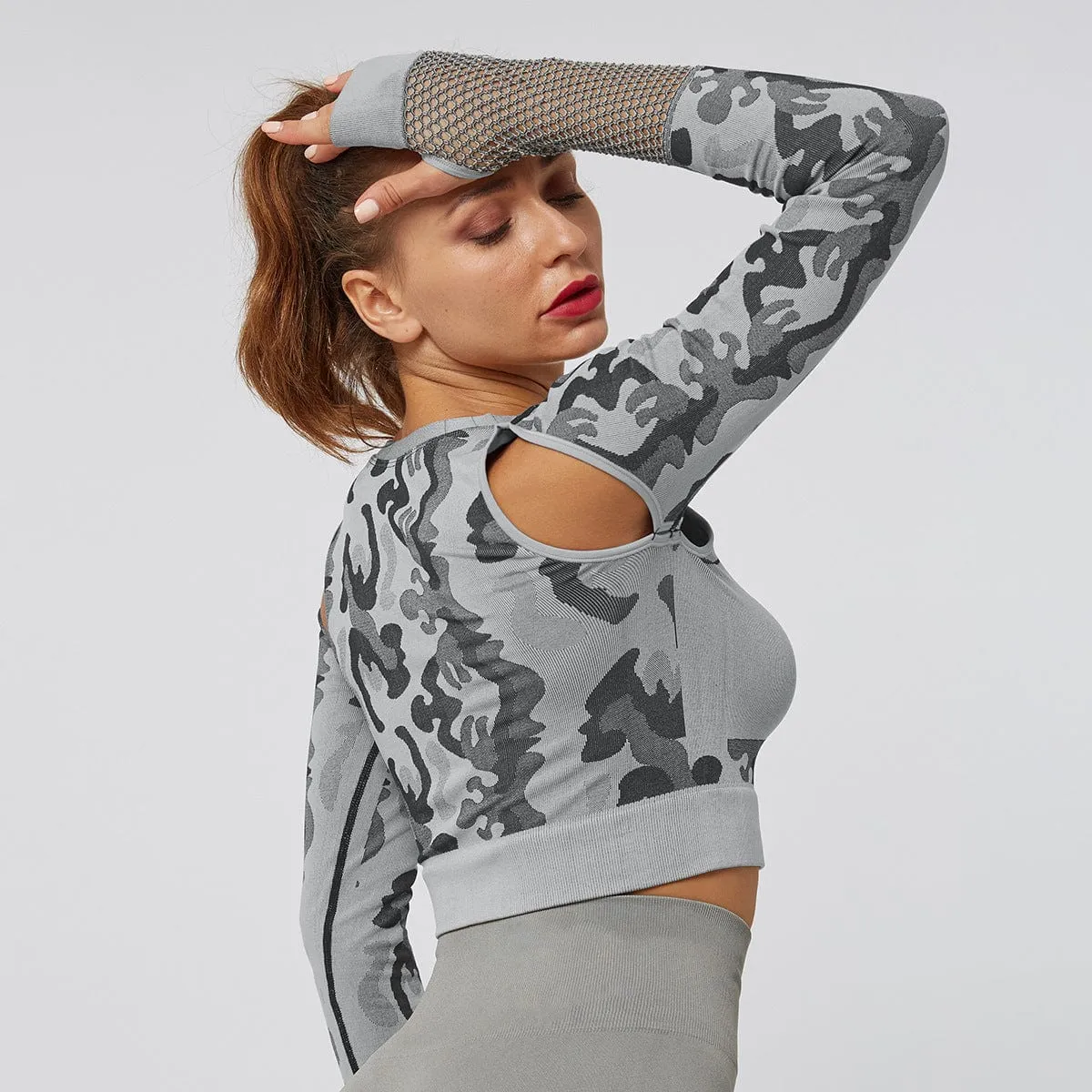 Workout Sports Crop Top Long Sleeve