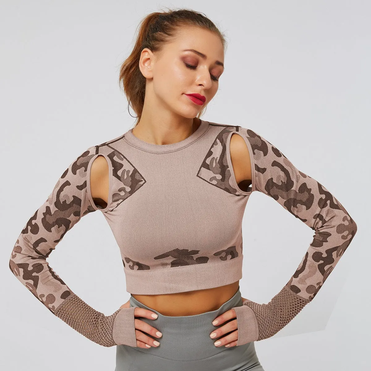 Workout Sports Crop Top Long Sleeve