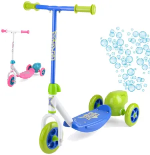 Xootz Kids Bubble Scooter, 3 Wheel Kick Scooter with Bubble Blower Blue/Green