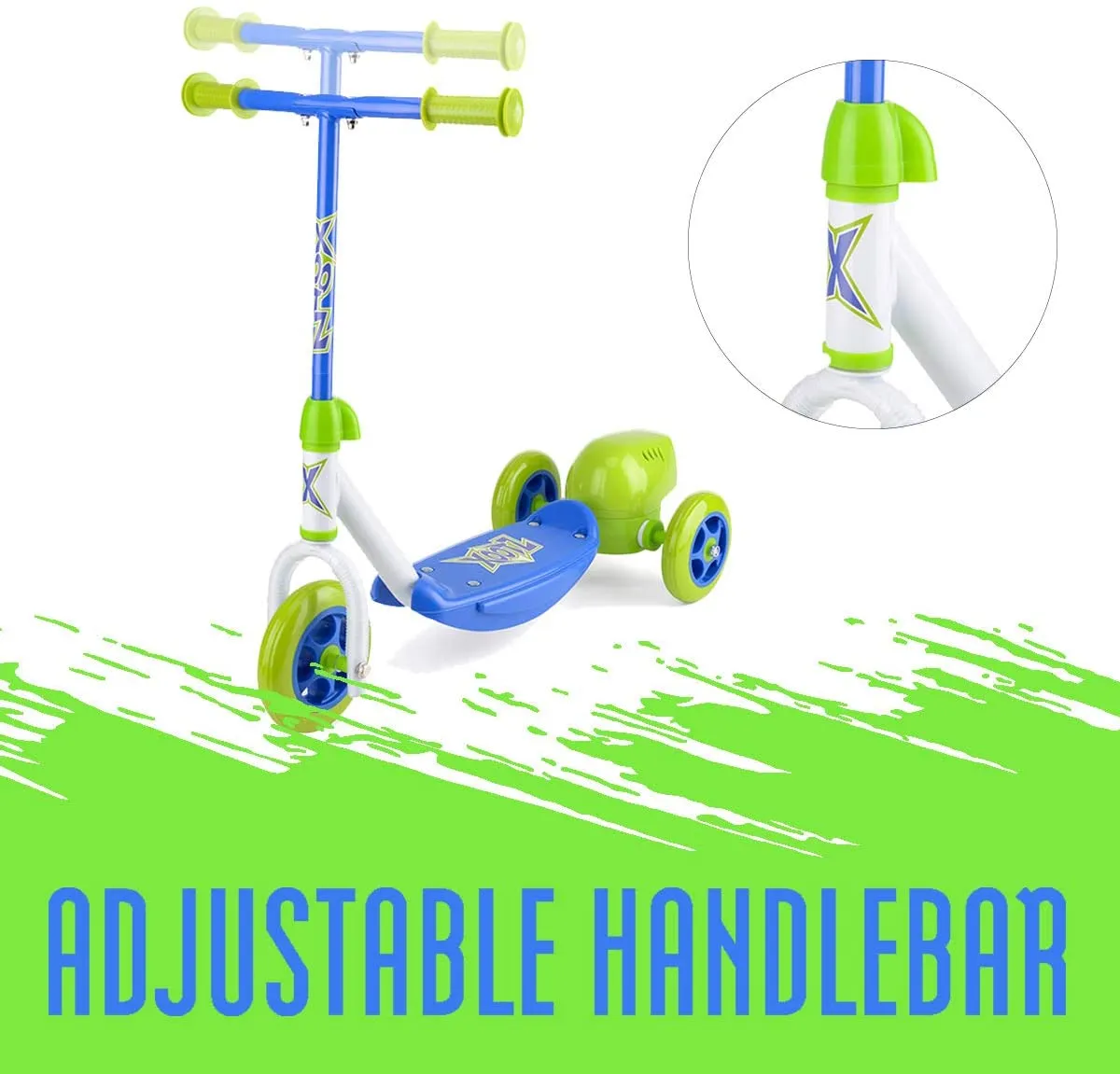 Xootz Kids Bubble Scooter, 3 Wheel Kick Scooter with Bubble Blower Blue/Green