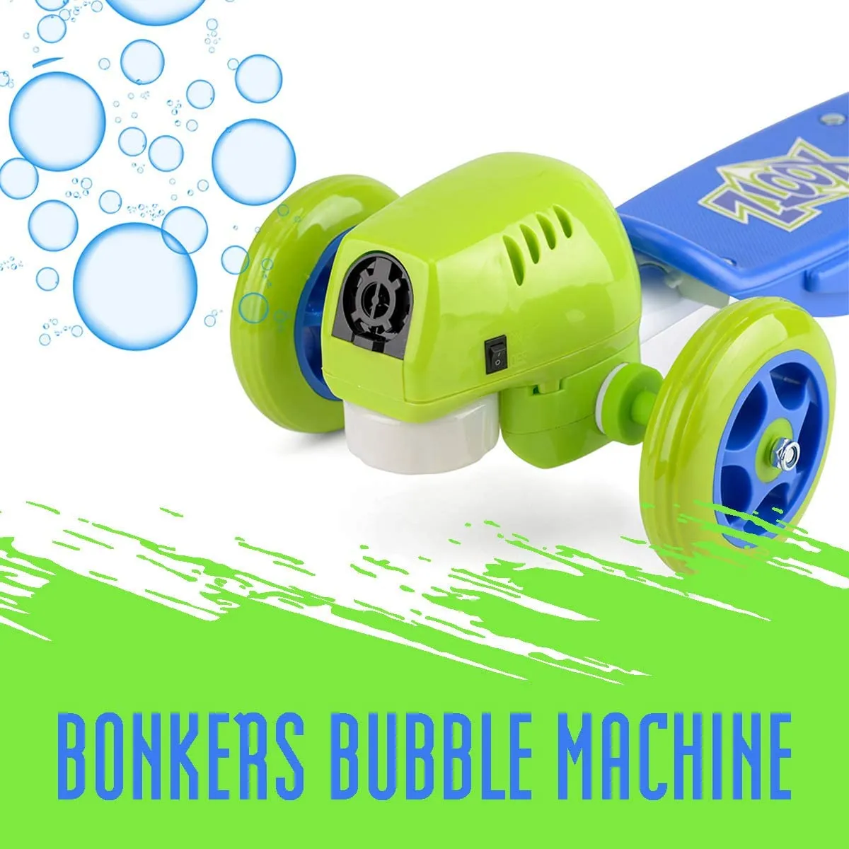 Xootz Kids Bubble Scooter, 3 Wheel Kick Scooter with Bubble Blower Blue/Green