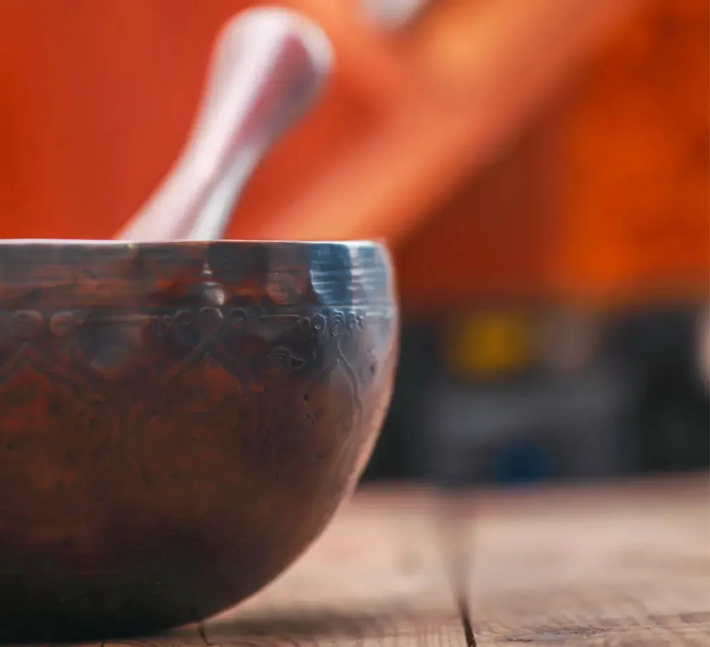 Yoga Bowl Ancient Smoky Colored Crown Chakra Healing