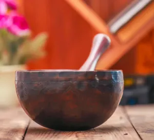 Yoga Bowl Ancient Smoky Colored Crown Chakra Healing