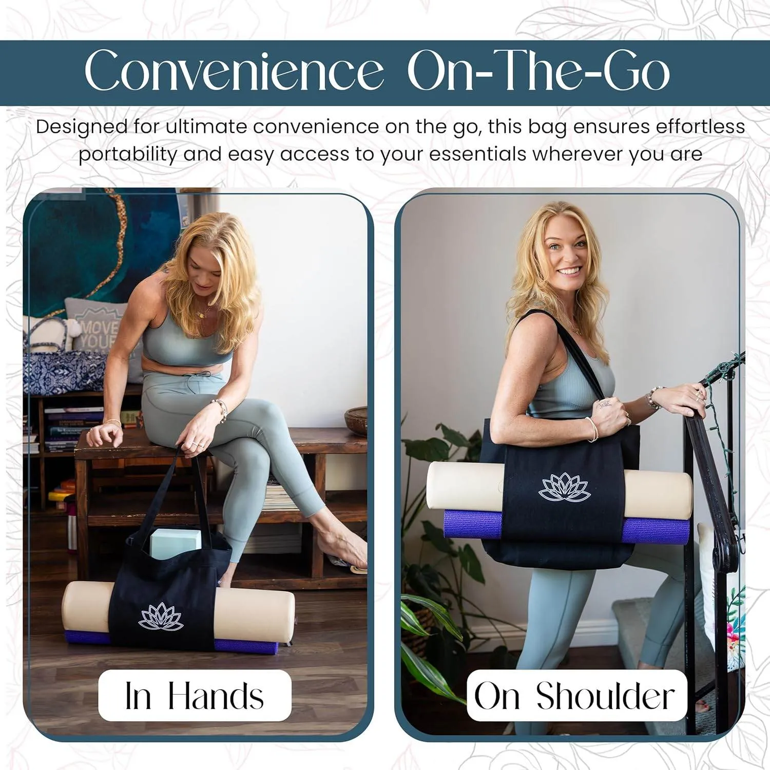 Yoga Mat Carrier - Women's Workout Bag - Gym Tote for Yoga Mat & Accessories