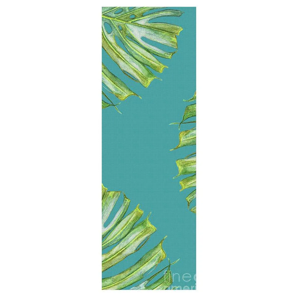 Yoga Mat: Monstera Edge Turquoise