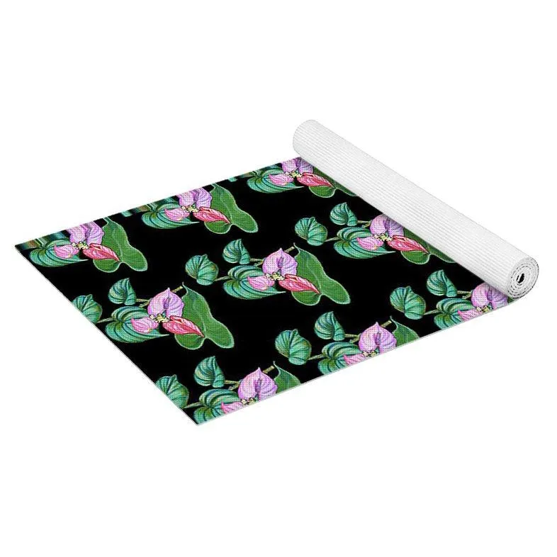 Yoga Mat: Tropical Camouflage Black